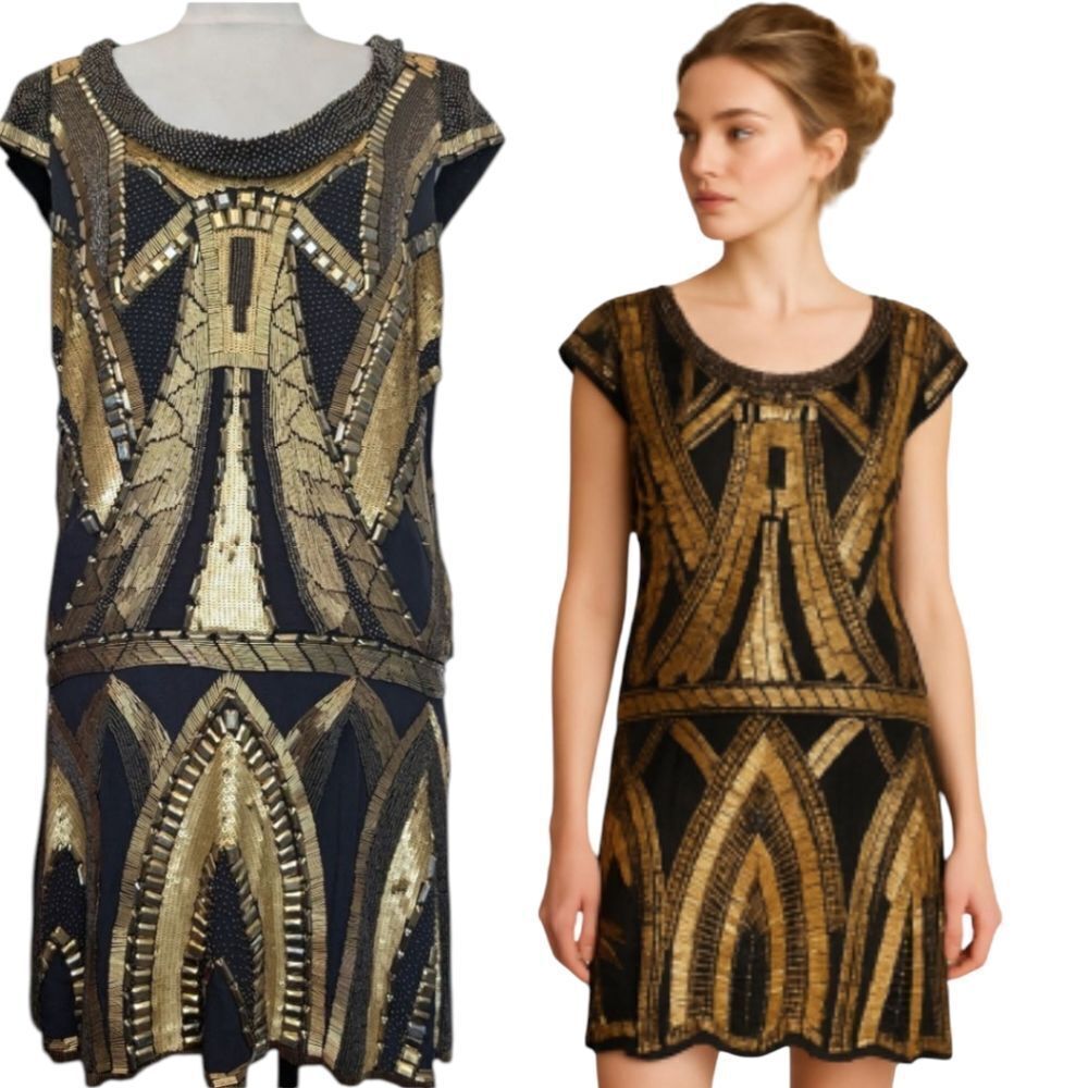 Naeem Khan Inspired Jewelled Flapper Dress S